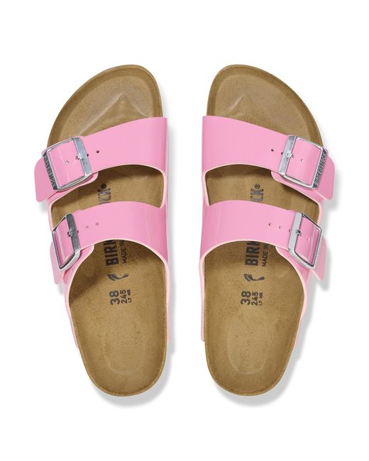 Birkenstock Pink Arizona Birko-flor Patent Sandals