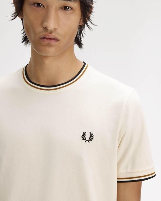 Fred Perry White Twin Tipped T-Shirt for men