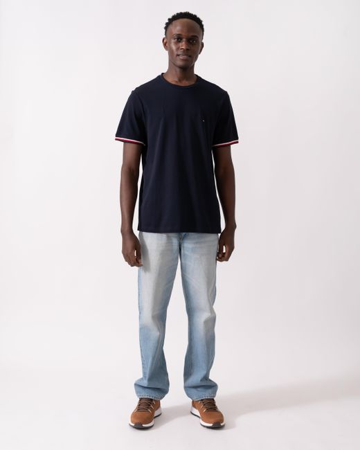 Tommy Hilfiger Black Global Strip Cuff T-Shirt for men