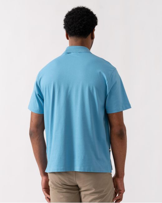 Aquascutum Blue Stretch Piquet Badge Polo Shirt for men