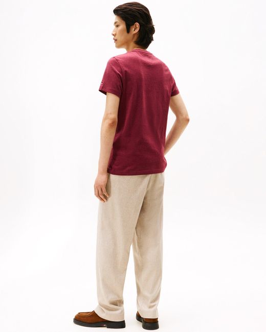 Tommy Hilfiger Red Tommy Logo Basic T-Shirt for men