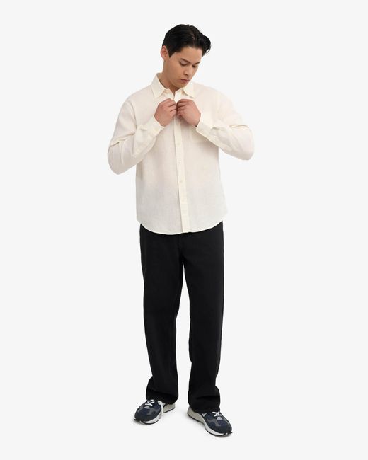 COLORFUL STANDARD White Long Sleeve Linen Shirt for men