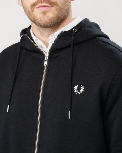 Fred Perry Black Zip Through Hoodie Nos for men
