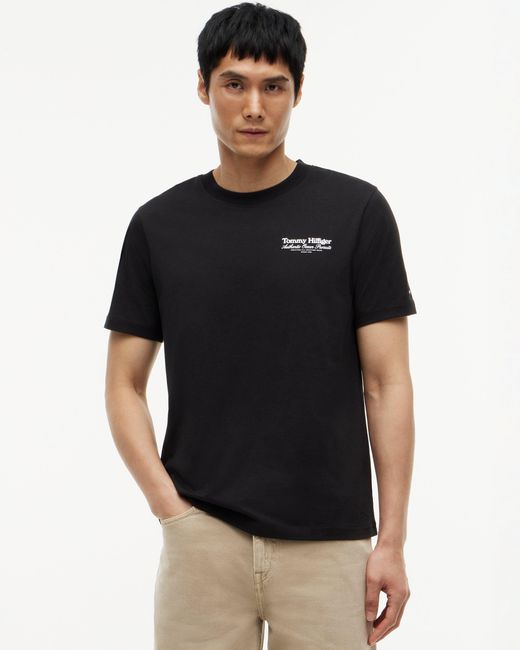 Tommy Hilfiger Black Nautical Back Graphic T-Shirt for men