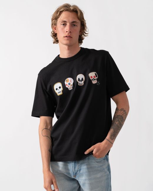 Paul Smith Black Ps Casual Fit Skulls T-Shirt for men