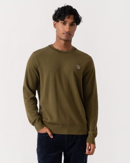 Paul Smith Green Ps Crew Neck Zebra Badge Sweater for men