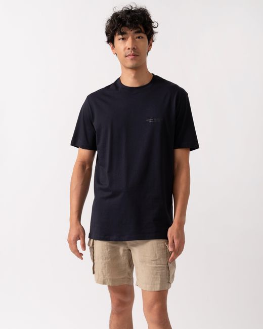 ARMANI EXCHANGE Blue T-Shirt With Small Milano/New York Logo for men