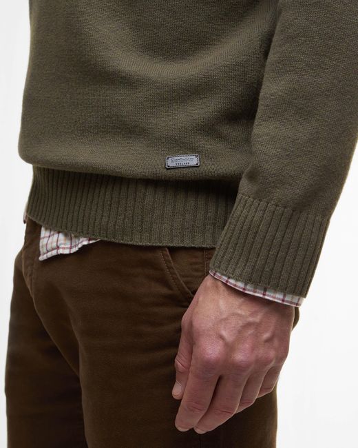 Barbour Brown Kelson Half Zip Knitted Jumper for men