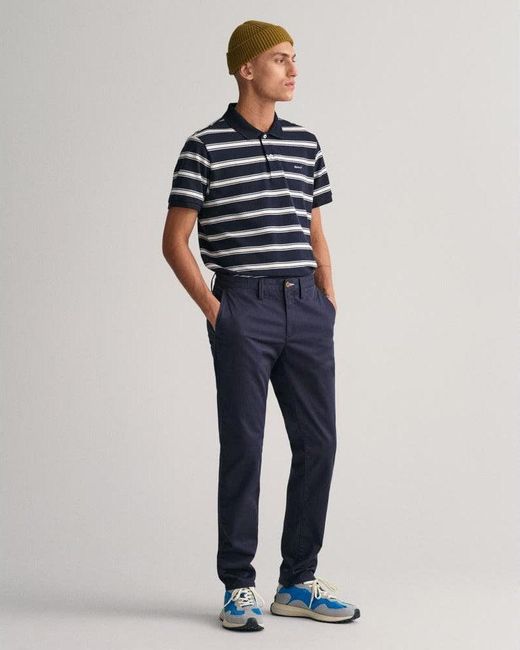 Gant Blue Slim Fit Twill Chinos for men