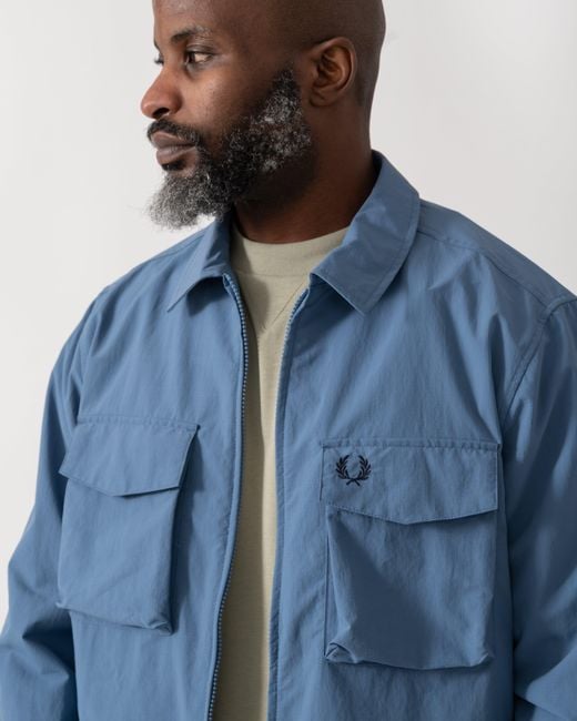 Fred Perry Blue Ripstop Pocket Overshirt for men