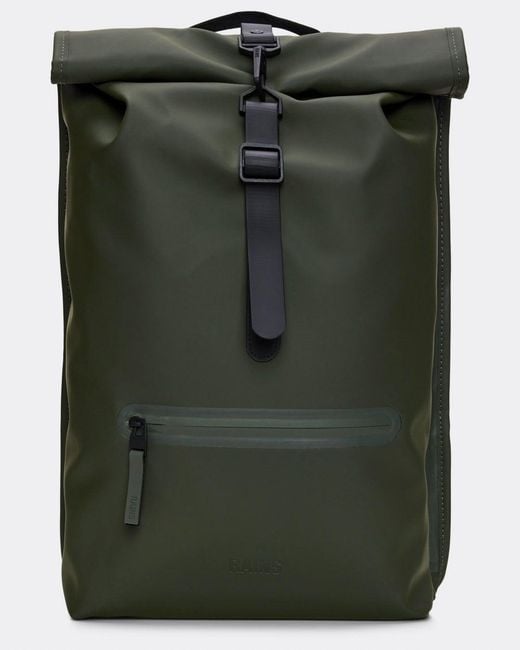 Rains Green Rolltop Rucksack