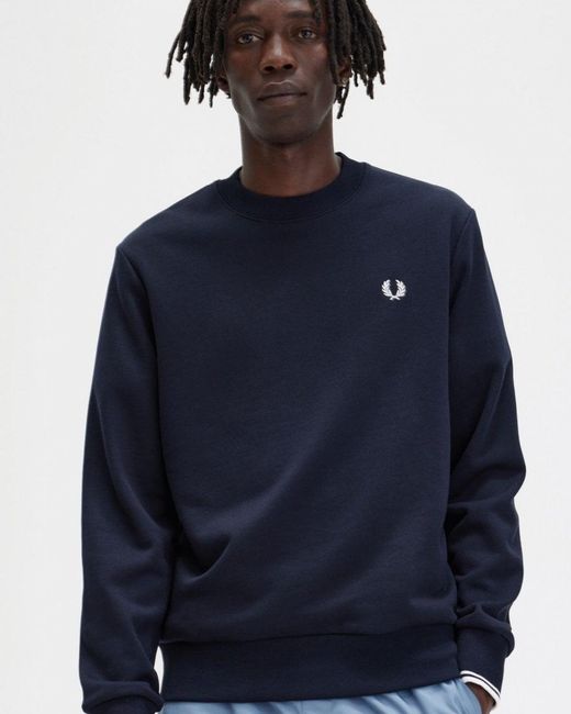 Fred Perry Blue Crew Neck Sweatshirt for men
