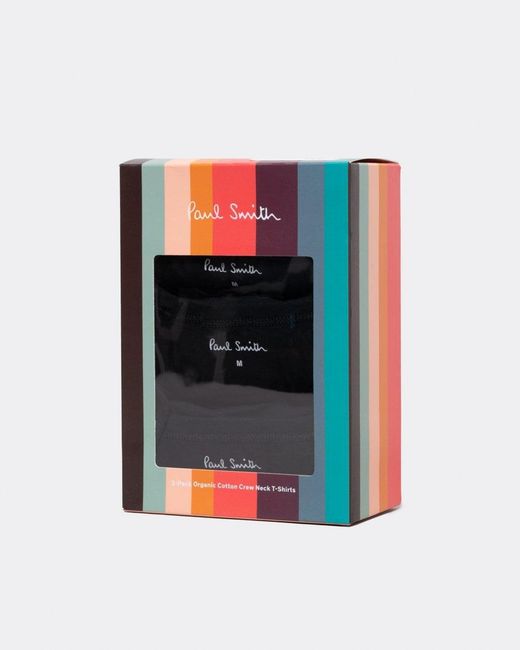 Paul Smith Black 3 Pack Script Logo T-Shirts for men