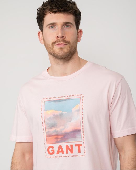 Gant Pink Washed Graphic Short Sleeve for men