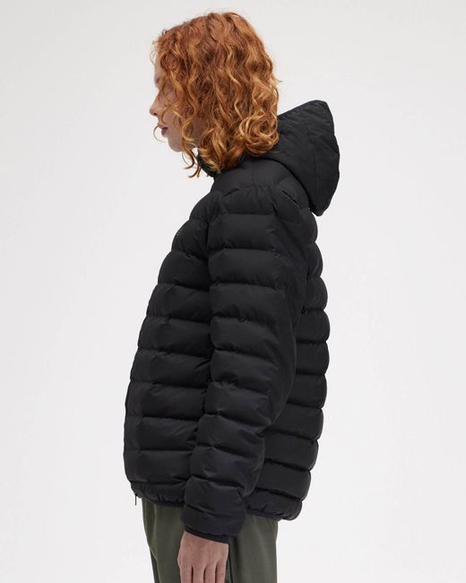 Fred Perry Black Hooded Padded Jacket for men
