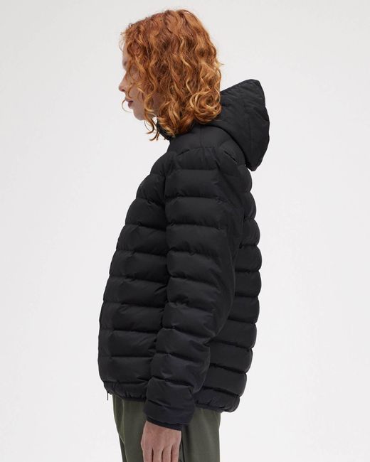 Fred Perry Black Hooded Padded Jacket for men