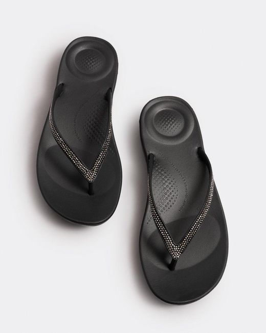 Fitflop Black Iqushion Sparkle Flip-Flop