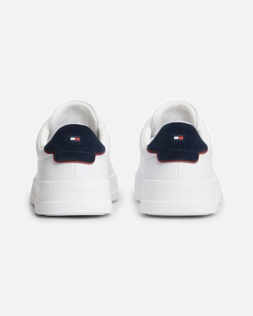 Tommy Hilfiger White Court Leather Detailed Trainer for men