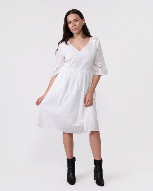 Boss White Boss Casual Abroidita Dress