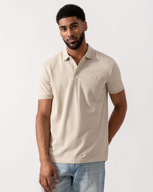 Boss Natural Paddy Cotton-Piqué Polo Shirt With Contrast Logo for men
