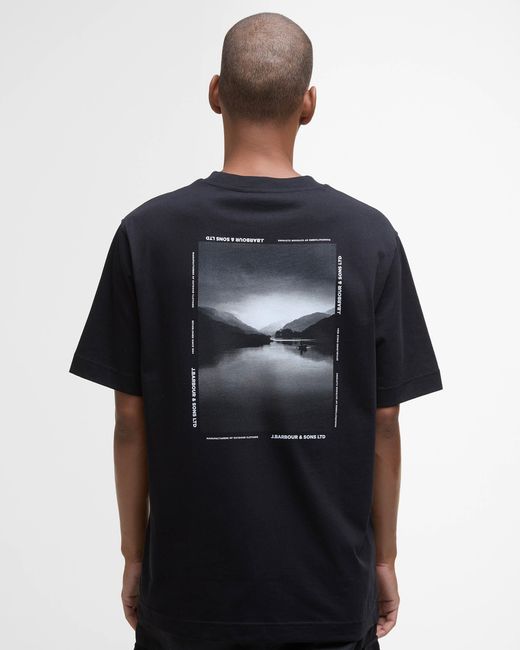 Barbour Black Parkend Photographic Relaxed T-Shirt for men