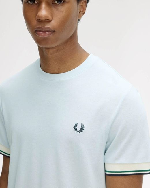 Fred Perry White Twin Tipped Cuff T-Shirt for men