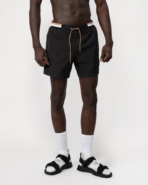 Boss Black Isle Ripstop-fabric Swim Shorts With Contrast Logo for men