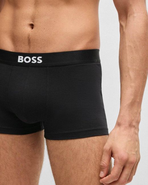Boss Black 3-pack Stretch-cotton Trunks With Logo Waistbands Nos for men