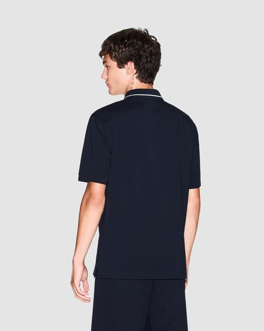 ARMANI EXCHANGE Blue Milano/New York Polo Shirt With Contrast Tipping for men