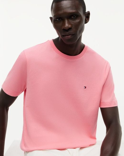 Tommy Hilfiger Pink Essential Seasonal Regular Fit Solid T-Shirt for men