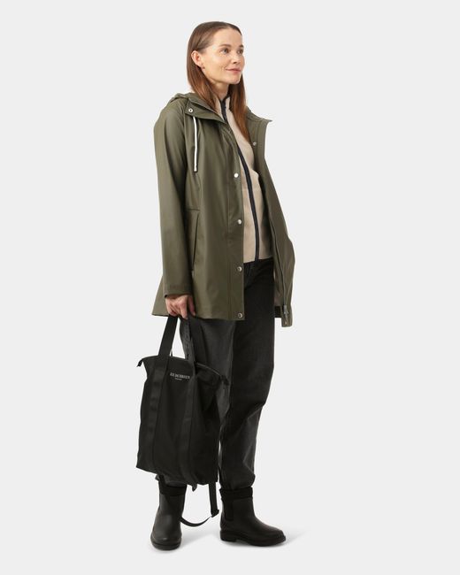 Ilse Jacobsen Green Rain Short Rubberised Raincoat