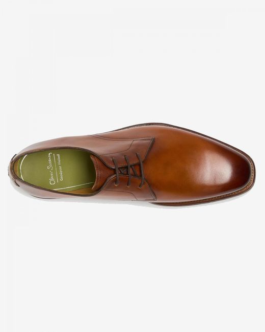 Oliver Sweeney Brown Eastington Hand Finished Calf Leather Derby Shoes for men
