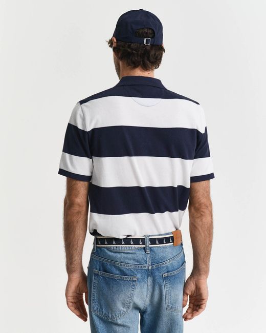 Gant Blue Block Stripe Polo for men