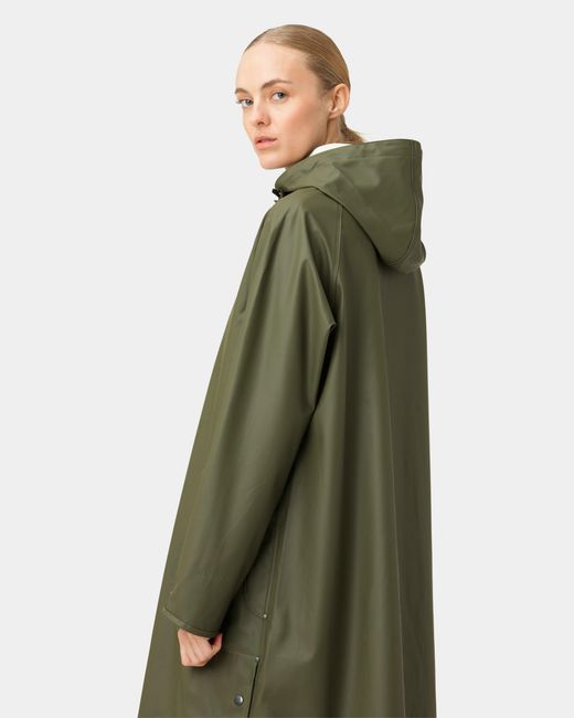 Ilse Jacobsen Green Rain A-Line Rubberised Raincoat