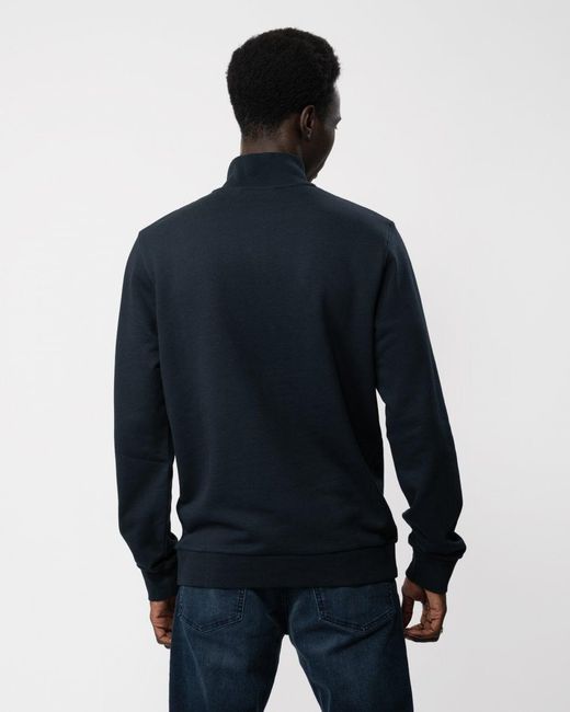 Lyle & Scott Blue Embroidered Quarter Zip Sweatshirt for men