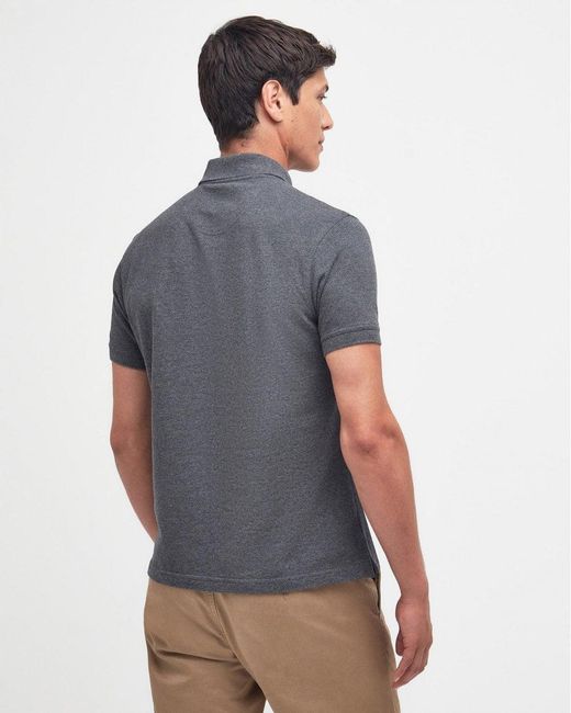 Barbour Gray Tartan Pique Polo for men