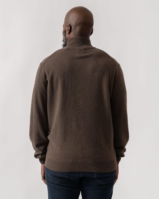 Gant Brown Superfine Lambswool Half Zip Cardigan for men