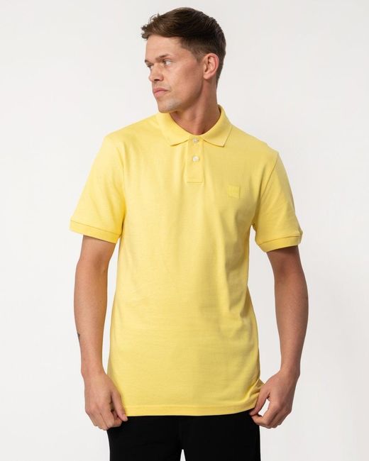 Boss Yellow Passenger Stretch-cotton Slim-fit Polo Shirt With Logo Patch for men