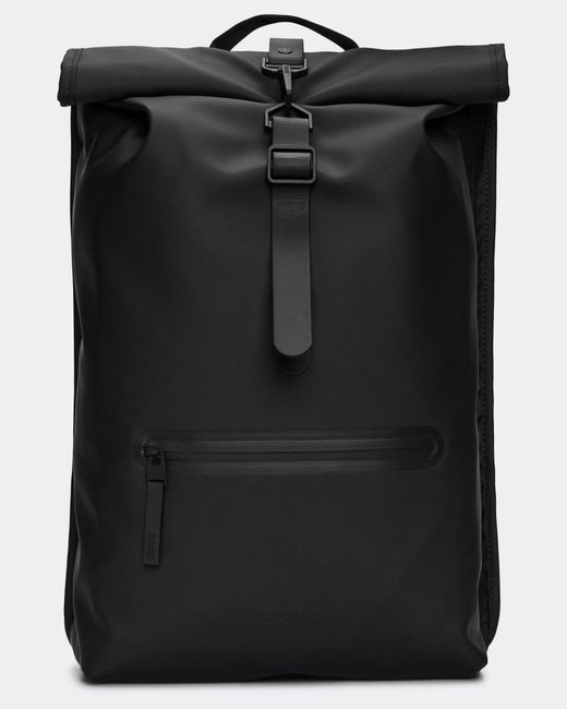 Rains Black Rolltop Rucksack
