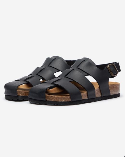 Oliver Sweeney Black Astorga Calf Leather Fisherman Sandals for men