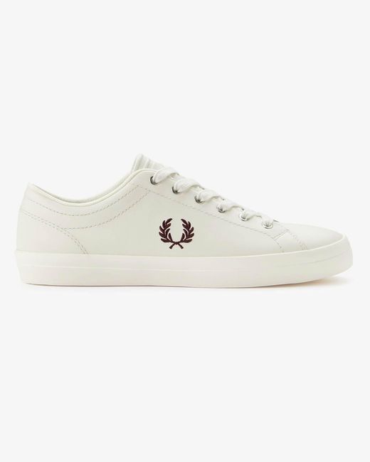 Fred Perry White Baseline Leather Trainers for men