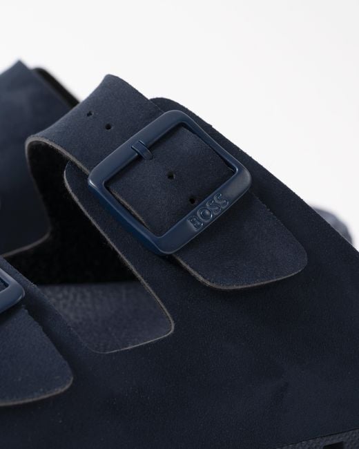 Boss Blue Surfley Twin-Strap Slides With Branded Buckles for men