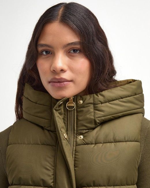 Barbour Green Greyson Long Puffer Gilet Colour: Empire