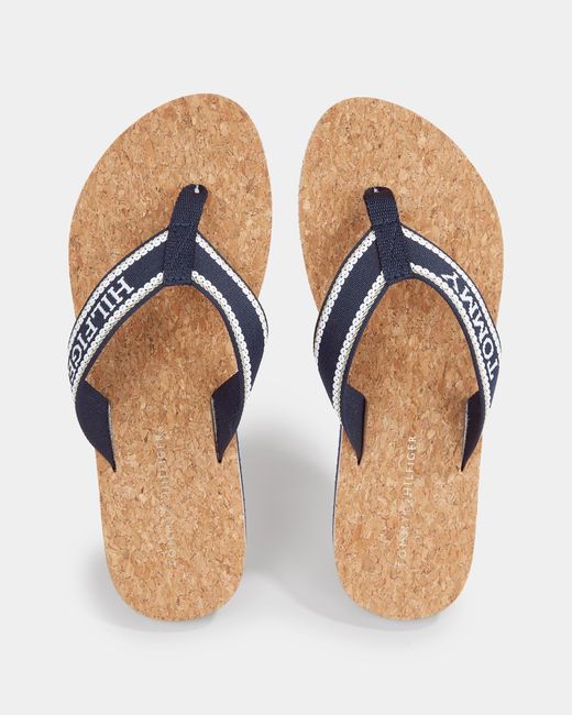 Tommy Hilfiger Blue Cork Hilfiger Beach Sandals