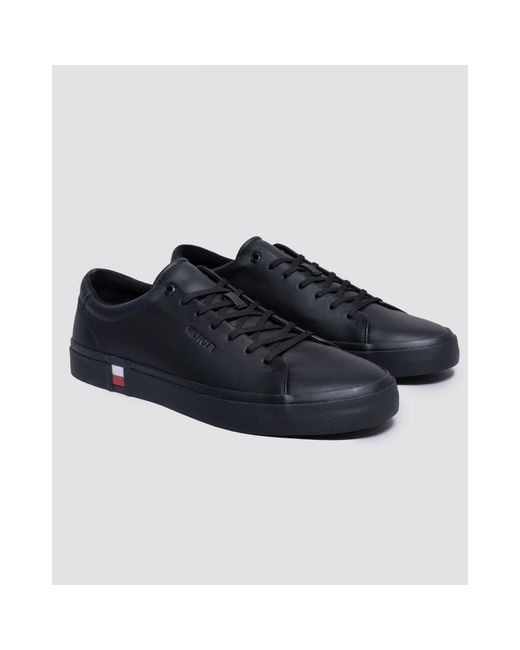 Tommy Hilfiger Black Modern Vulcanised Corporate Trainers for men