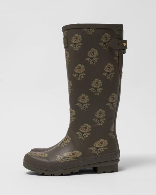 Joules Green Tall Printed Welly Floral