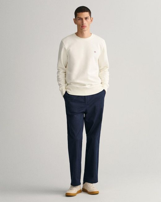 Gant White Regular Fit Shield Logo Crew Neck Sweatshirt for men