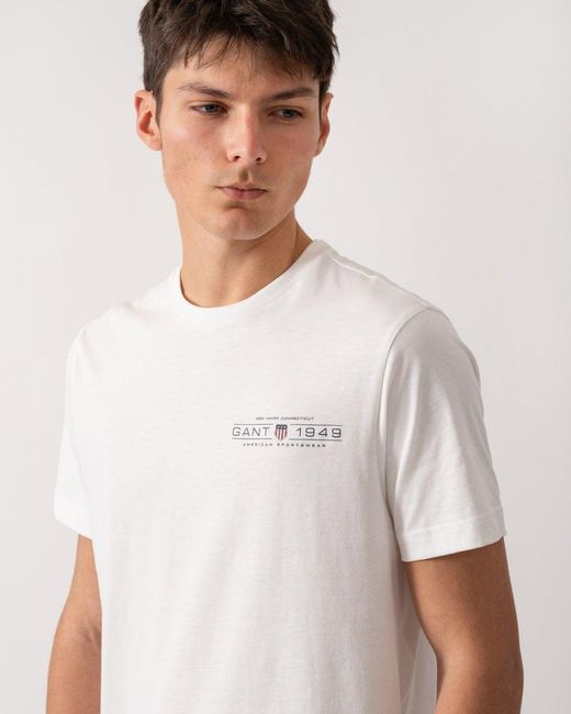 Gant White Short Sleeve Printed Graphic T-Shirt for men