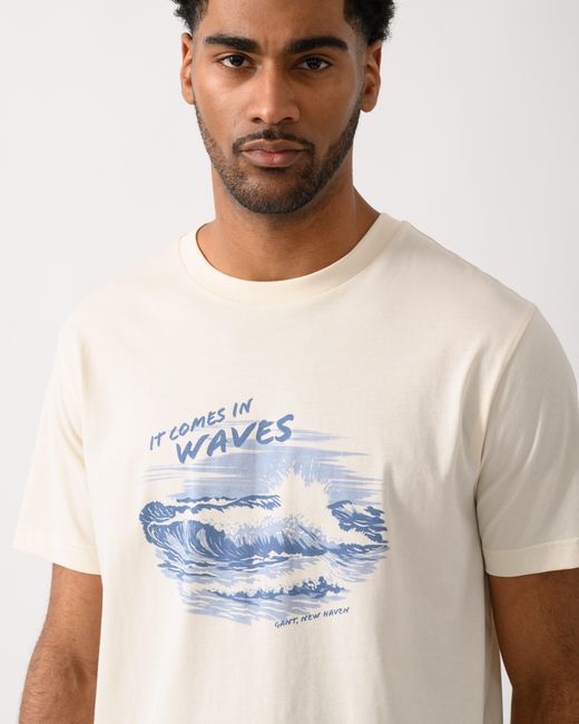 Gant White Graphic Short Sleeve T-Shirt for men