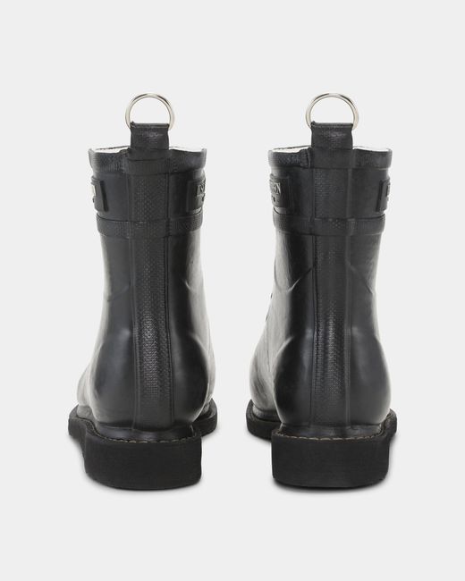 Ilse Jacobsen Black Rub Laced Short Rubber Boots